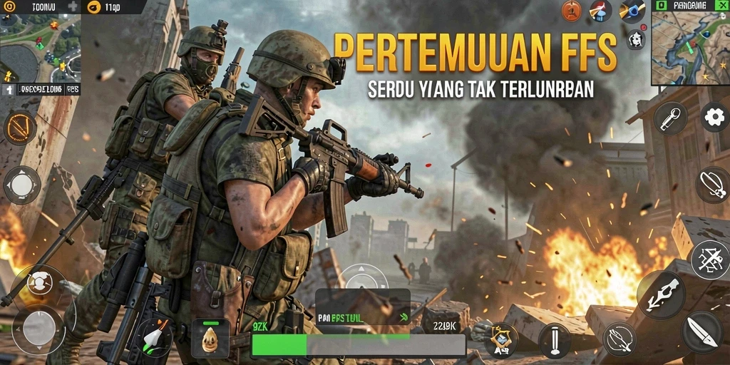 Tampilan menegangkan dari pertempuran dalam game FPS 9ZK.