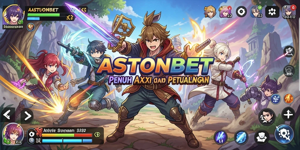 Tampilan gameplay menakjubkan dari ASTONBET dengan karakter anime yang beraksi.