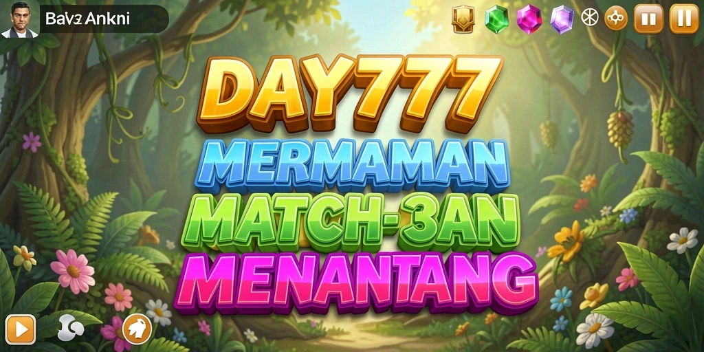 Tampilan gameplay DAY777 dengan visual match-3 seru dan berwarna-warni.