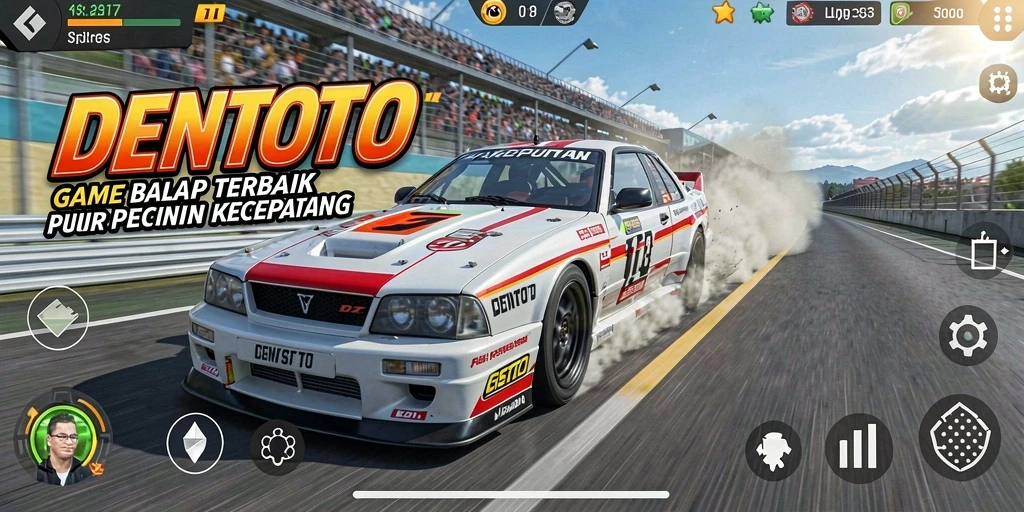 Tampilan gameplay DENTOTO yang seru dan penuh aksi balap.