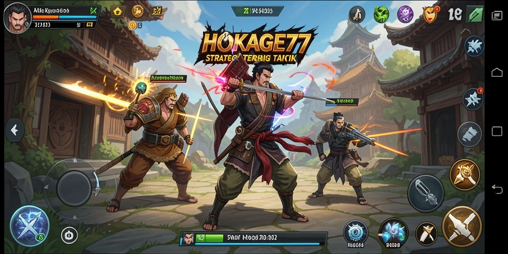 Tampilan gameplay yang intens dan strategis dari HOKAGE77.