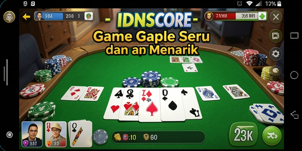 Tampilan menarik gameplay Gaple di IDNSCORE dengan fitur interaktif.