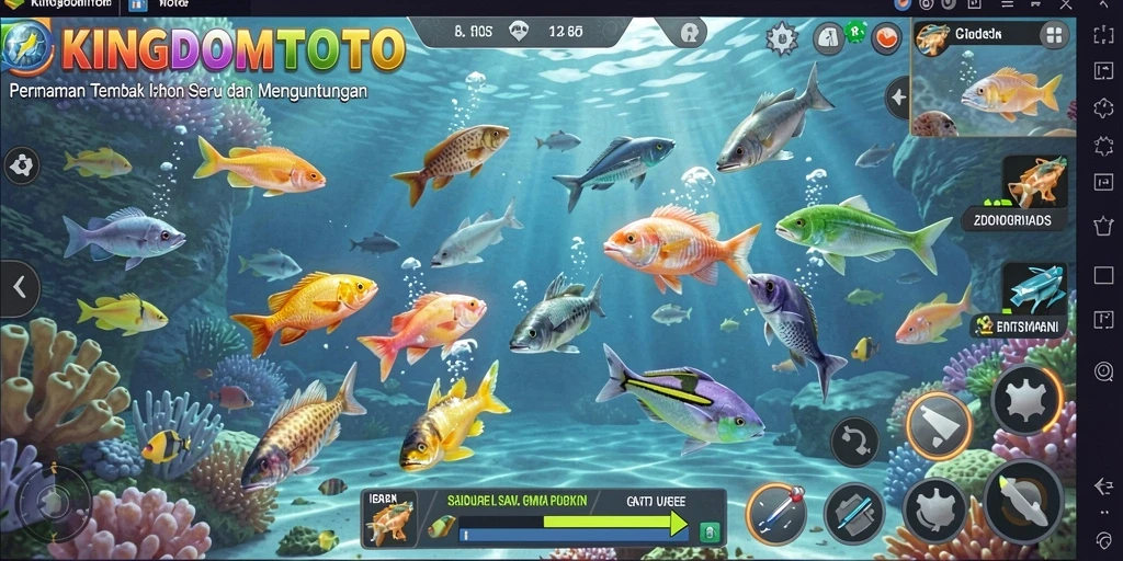 Tampilan gameplay seru KINGDOMTOTO saat menembak ikan.