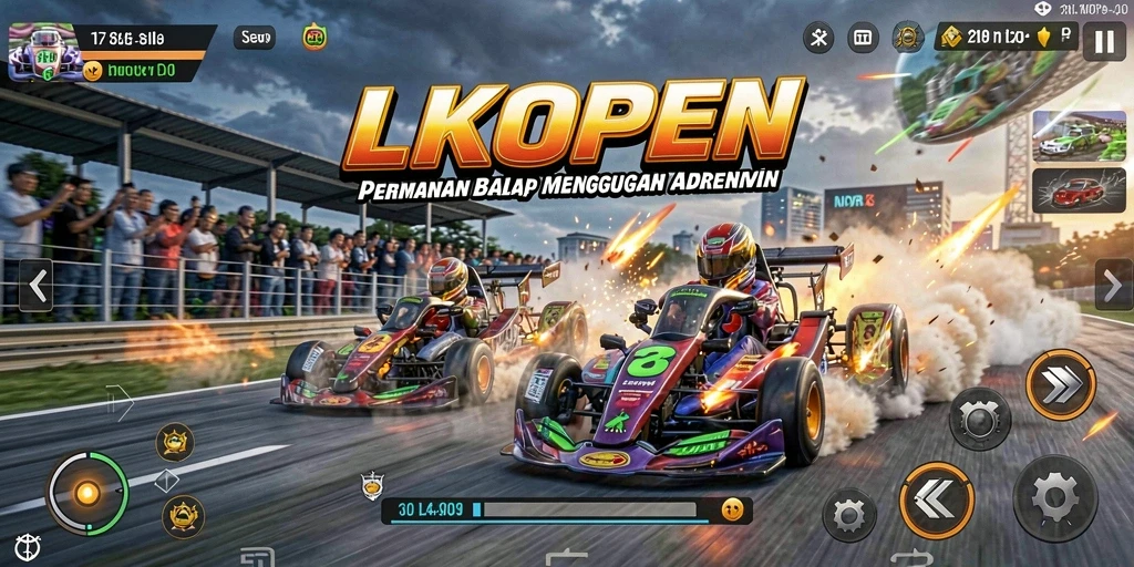 Screenshot dari gameplay balap yang mendebarkan di LKOPEN.