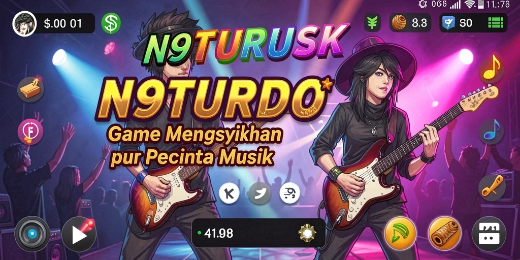 Gameplay N9TURBO yang seru dan interaktif dalam bermain musik.
