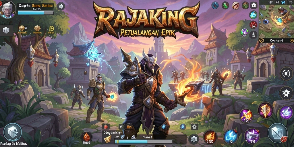 Gameplay seru dan menarik di RAJAKING dengan karakter dan monster yang unik.