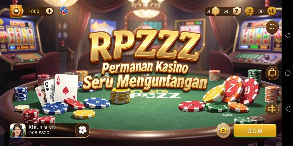 Screenshot gameplay RPZZZ menampilkan suasana kasino yang mendebarkan.