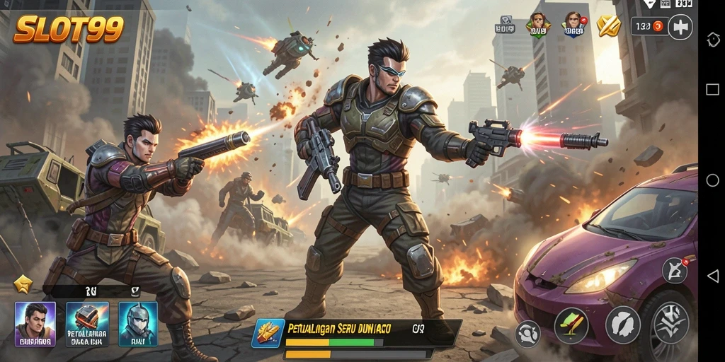 Tampilan gameplay mendebarkan di SLOT99 dengan aksi yang intens.