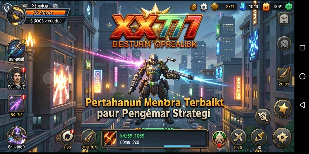 Tampilan seru dan mendebarkan dari gameplay Tower Defense XXX777.